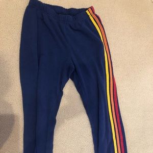 Blue 5 stripe sweatpants